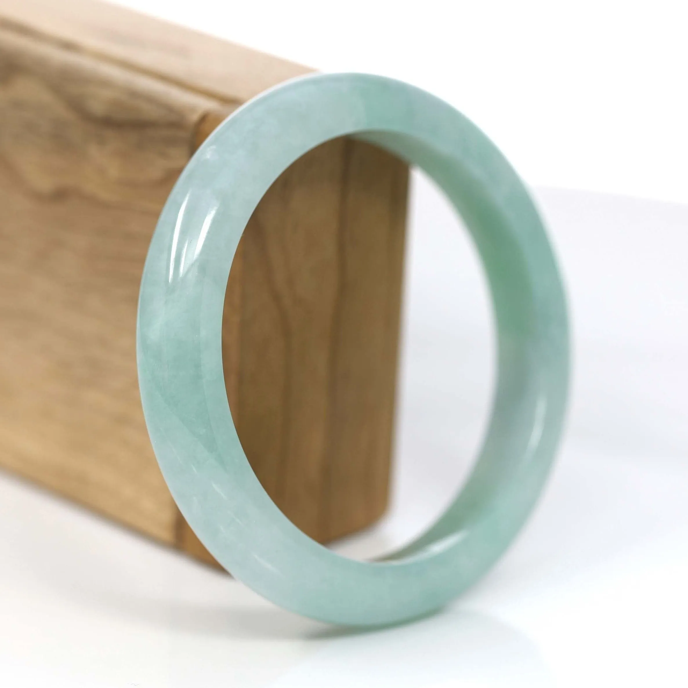 Baikalla™ "Classic Bangle" Genuine Jadeite Jade Green Bangle Bracelet (59.63mm)#369