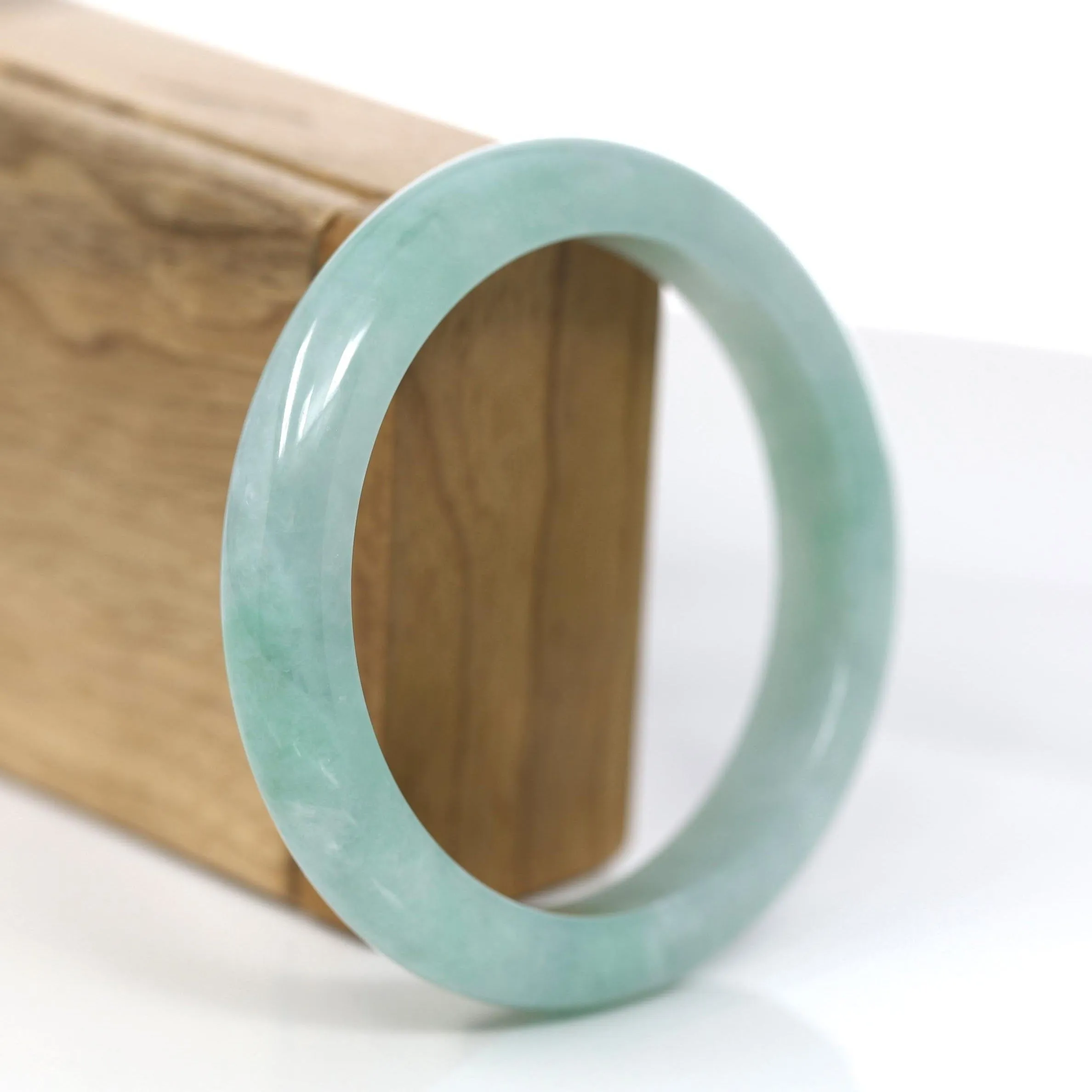 Baikalla™ "Classic Bangle" Genuine Jadeite Jade Green Bangle Bracelet (59.63mm)#369