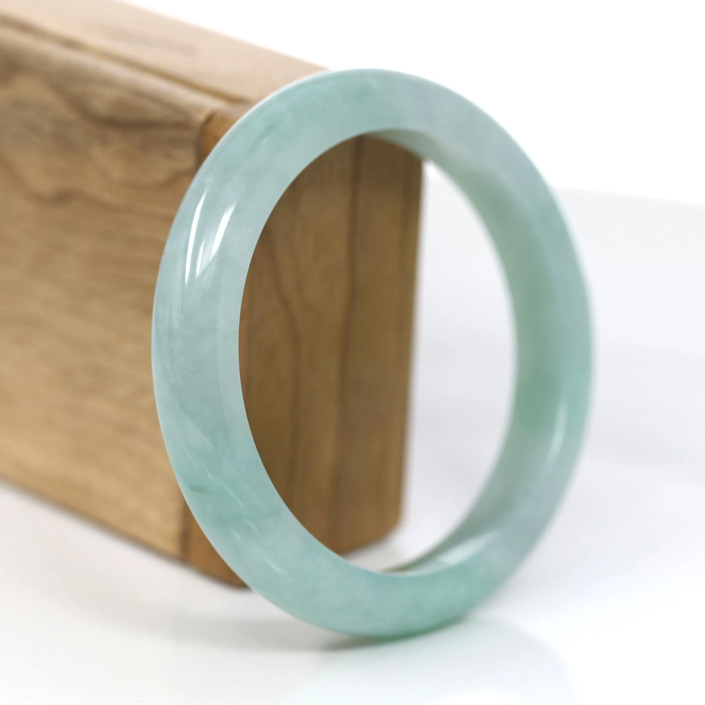 Baikalla™ "Classic Bangle" Genuine Jadeite Jade Green Bangle Bracelet (59.63mm)#369