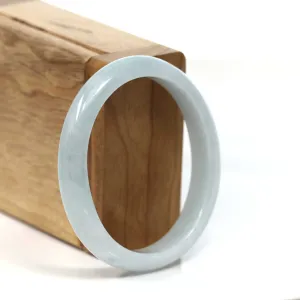 Baikalla "Classic Bangle" Whitish Lavender Natural Jadeite Jade Oval Bangle (57.49mm) #T223