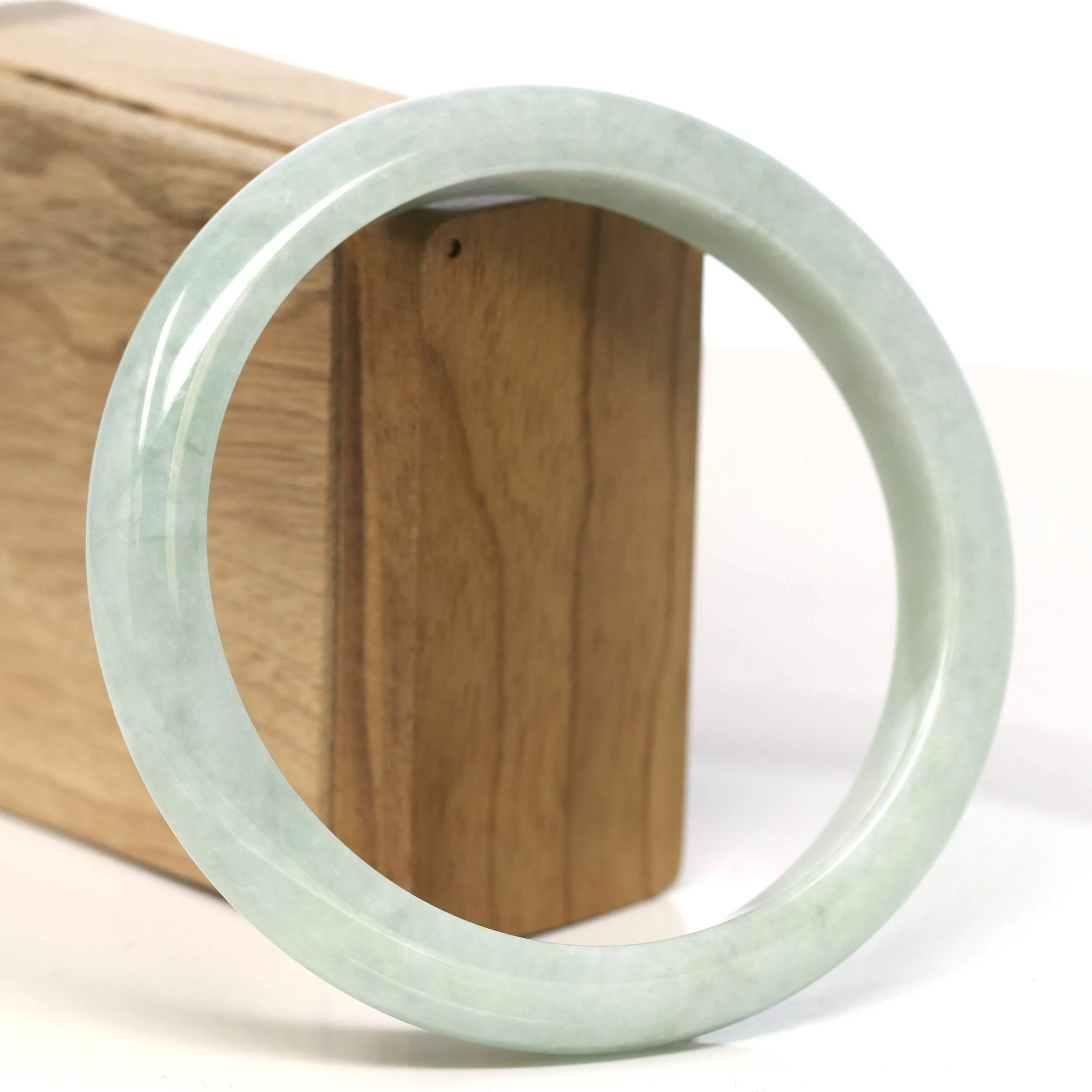 Baikalla "Half Round" Light Green Lavender Jadeite Jade Bangle Bracelet (66.4 mm) #T426