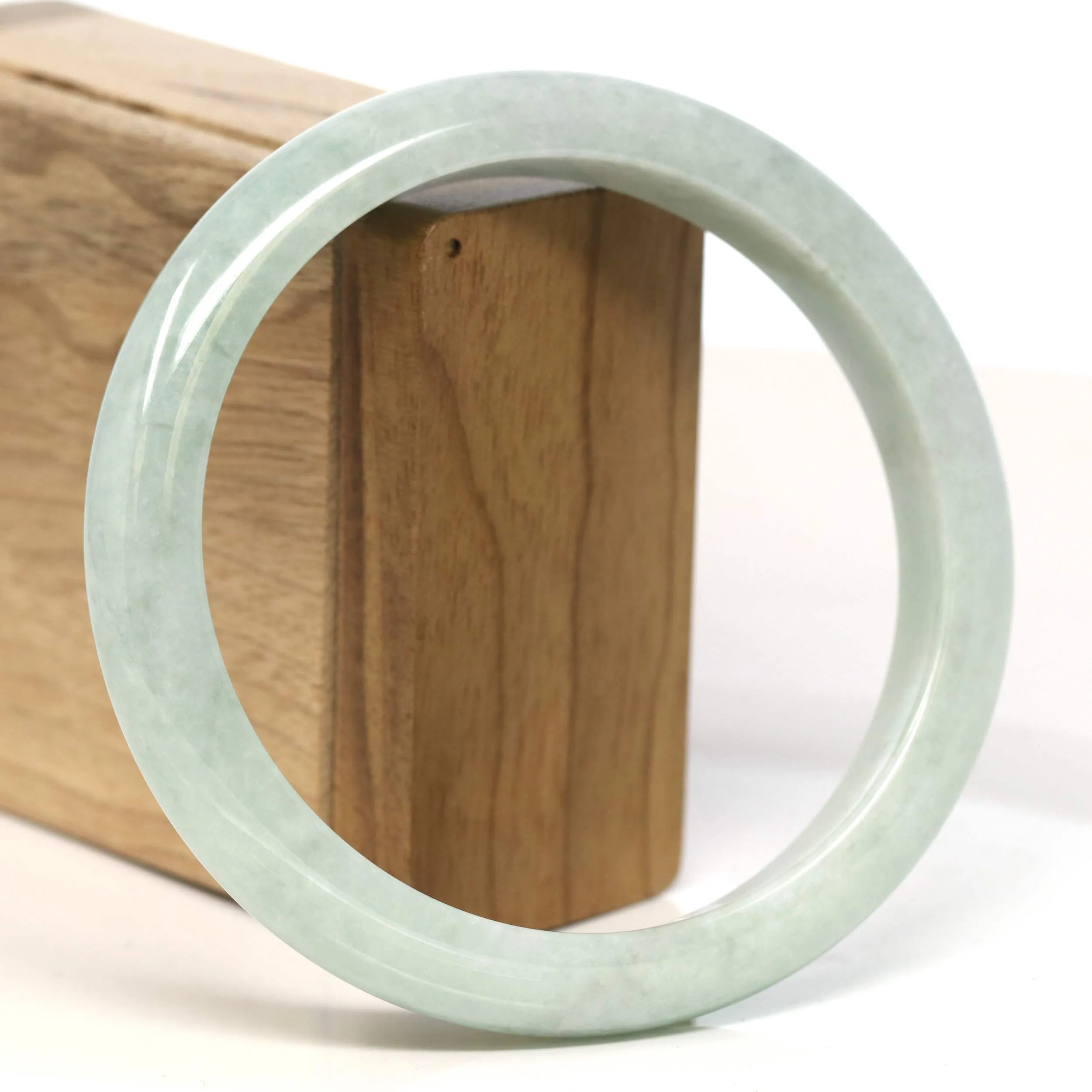 Baikalla "Half Round" Light Green Lavender Jadeite Jade Bangle Bracelet (66.4 mm) #T426