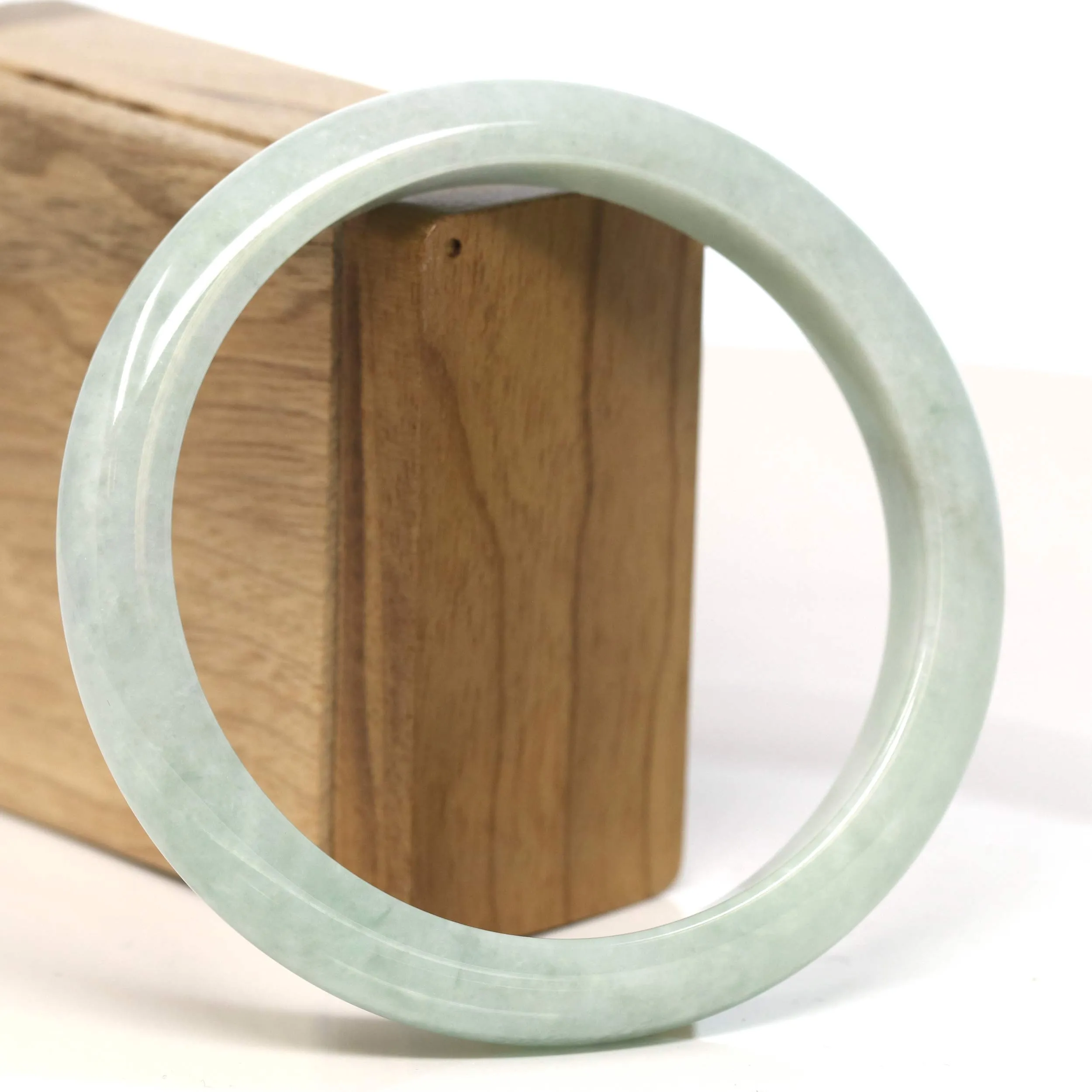 Baikalla "Half Round" Light Green Lavender Jadeite Jade Bangle Bracelet (66.4 mm) #T426