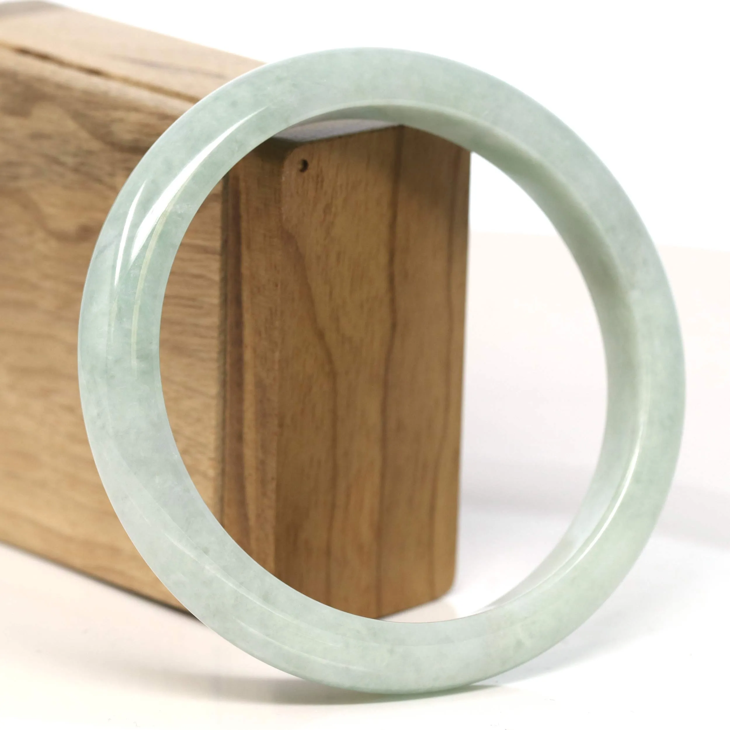 Baikalla "Half Round" Light Green Lavender Jadeite Jade Bangle Bracelet (66.4 mm) #T426