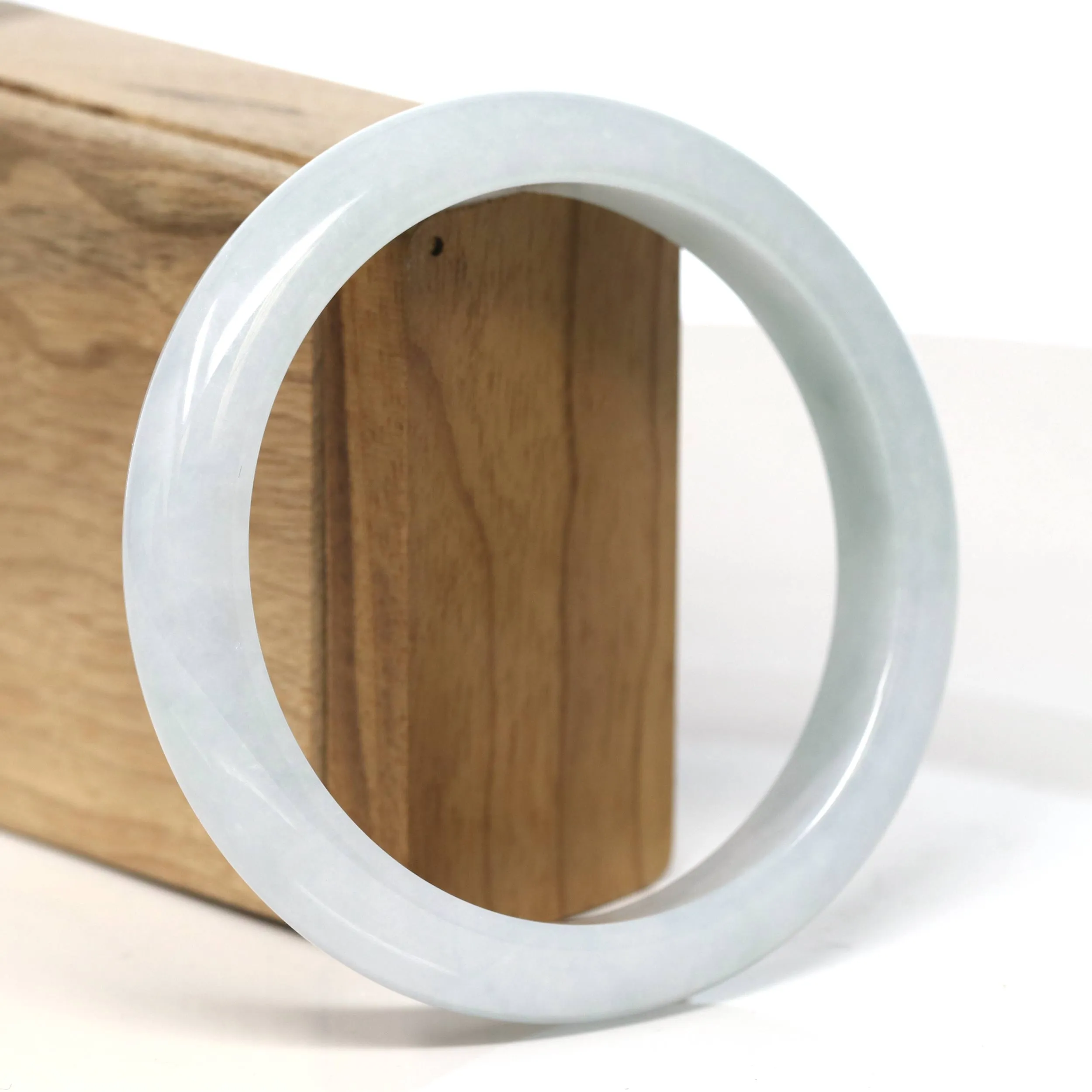 Baikalla "Half Round" Light Lavender Jadeite Jade Bangle Bracelet (62.5mm) #T472