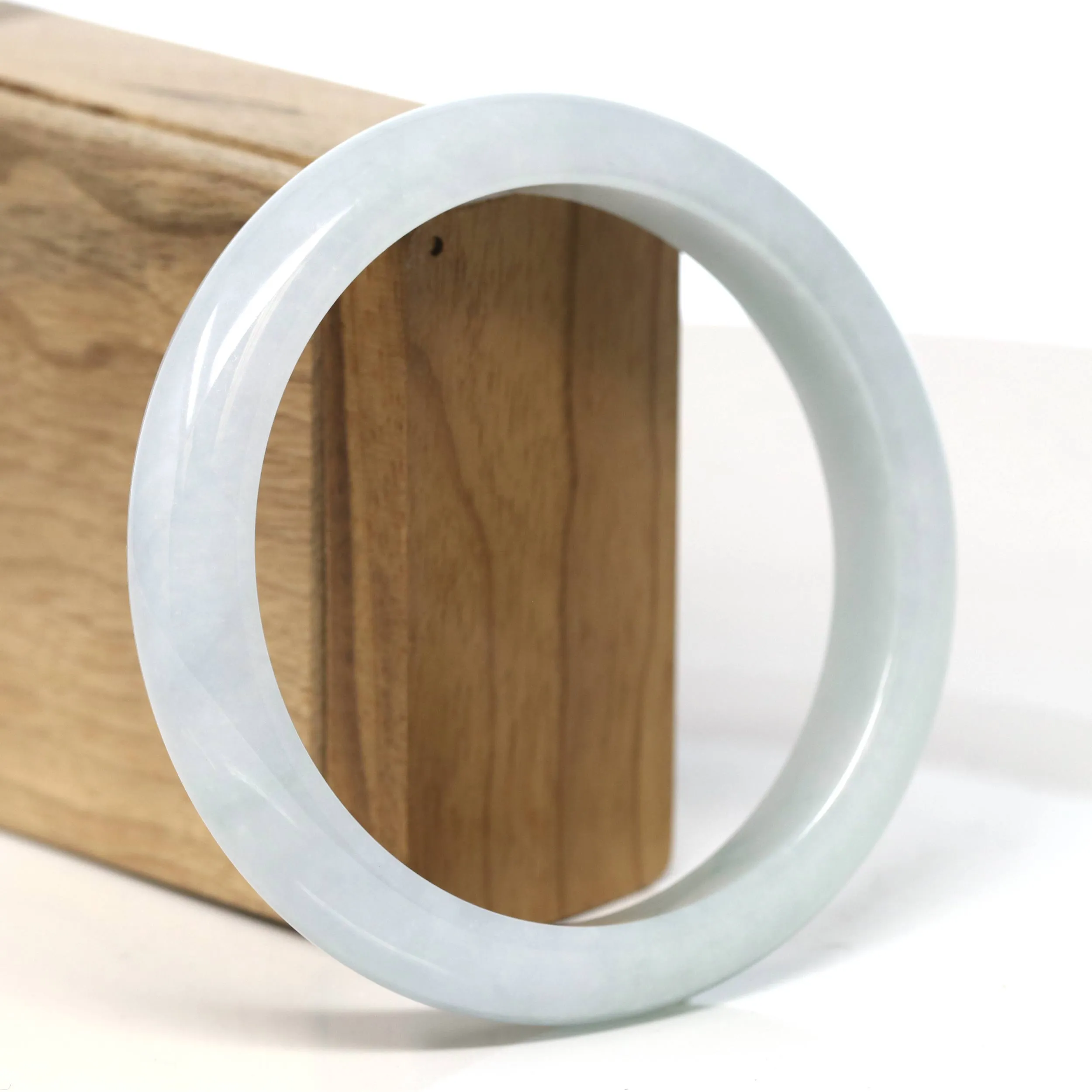 Baikalla "Half Round" Light Lavender Jadeite Jade Bangle Bracelet (62.5mm) #T472