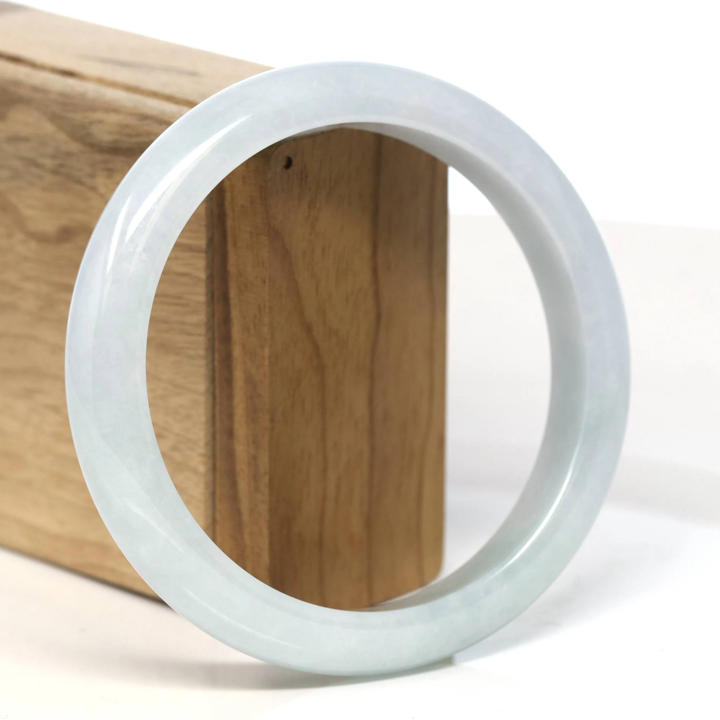 Baikalla "Half Round" Light Lavender Jadeite Jade Bangle Bracelet (62.5mm) #T472