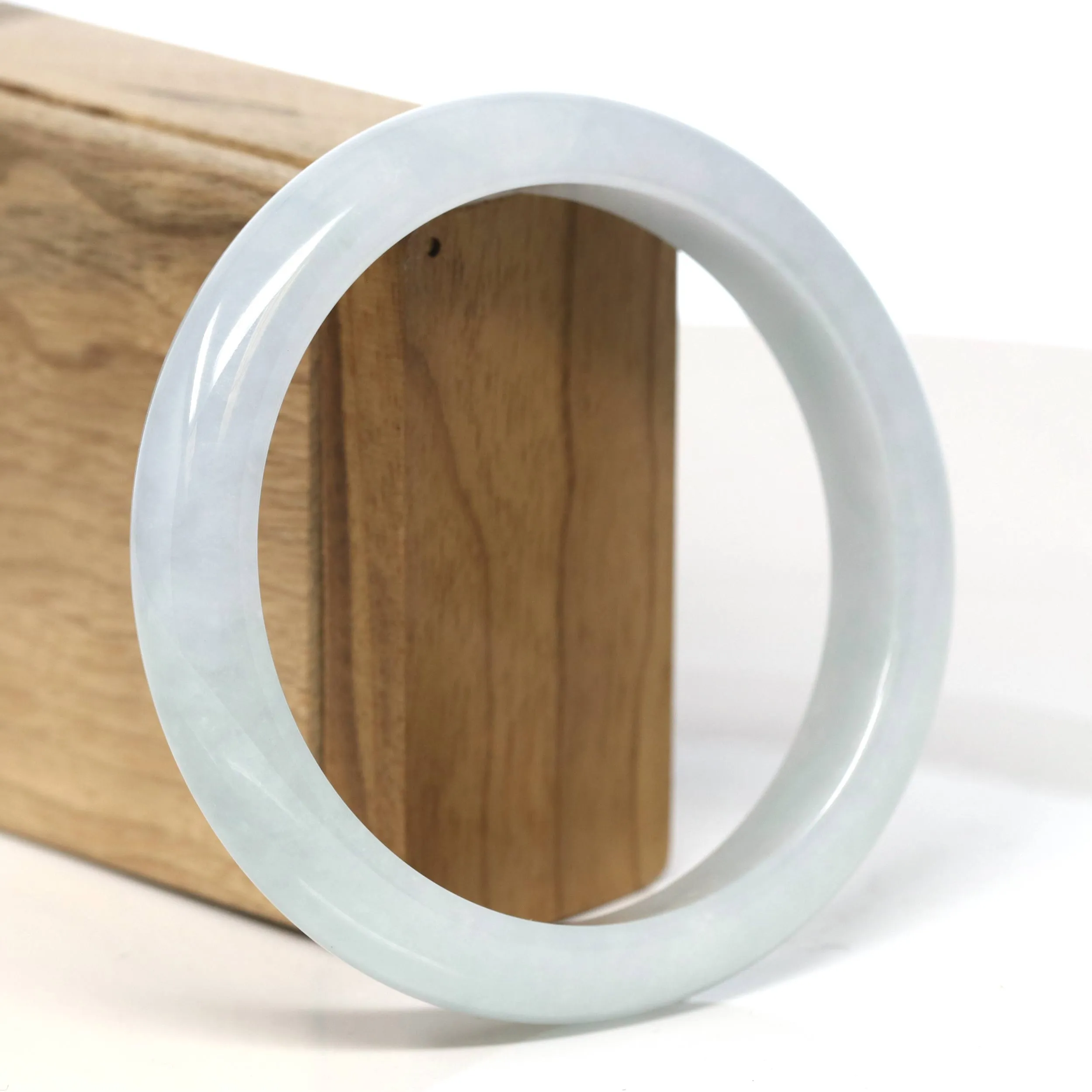 Baikalla "Half Round" Light Lavender Jadeite Jade Bangle Bracelet (62.5mm) #T472