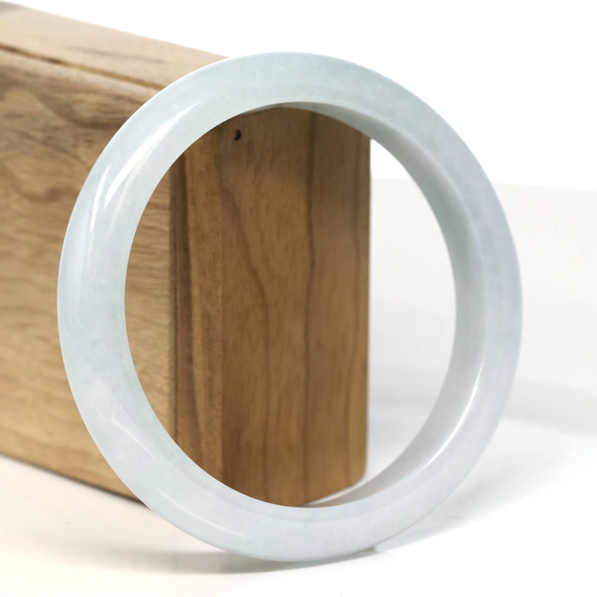 Baikalla "Half Round" Light Lavender Jadeite Jade Bangle Bracelet (62.5mm) #T472