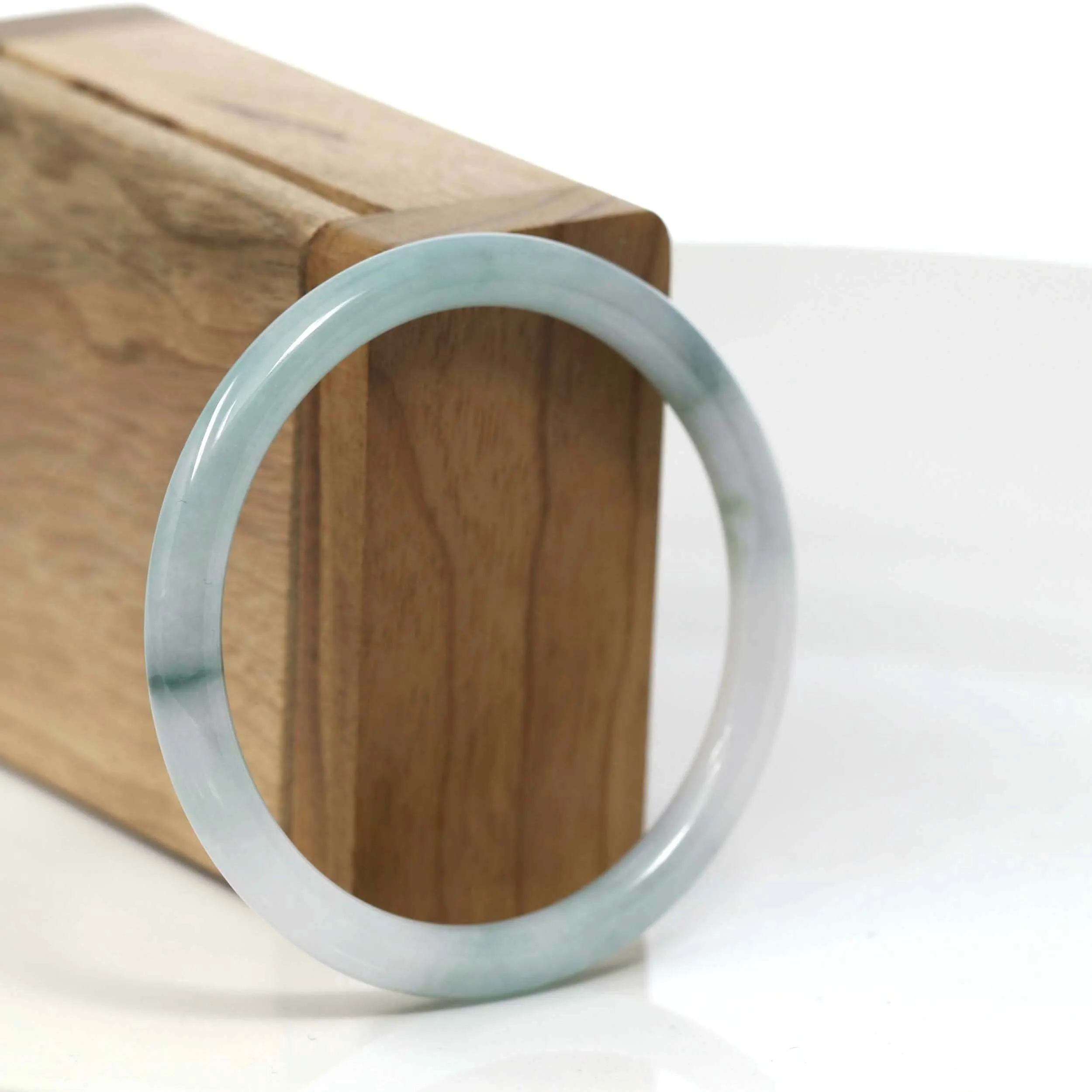 Baikalla "Petite" Natural Burmese Blue-green Jadeite Jade Bangle Bracelet (56.04 mm) #T111