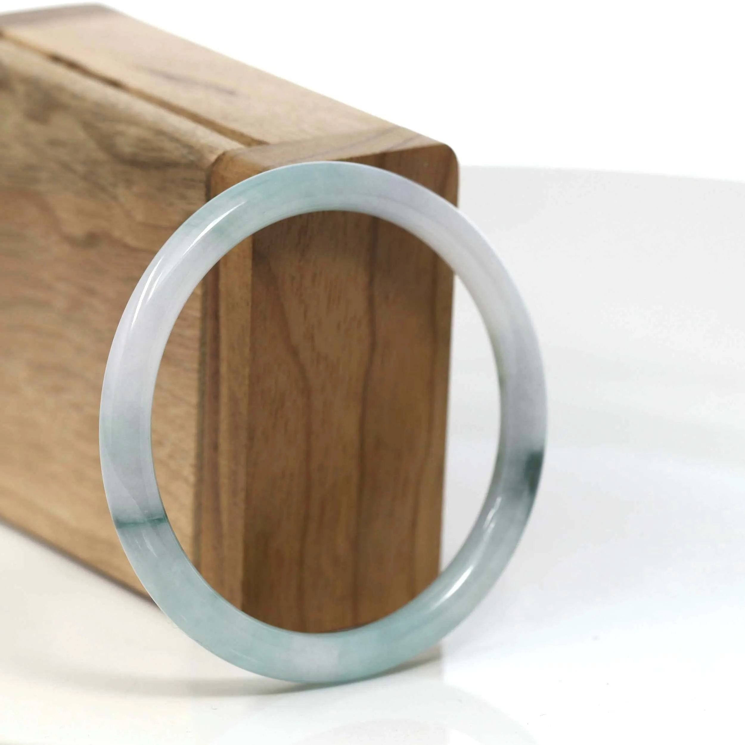 Baikalla "Petite" Natural Burmese Blue-green Jadeite Jade Bangle Bracelet (56.04 mm) #T111