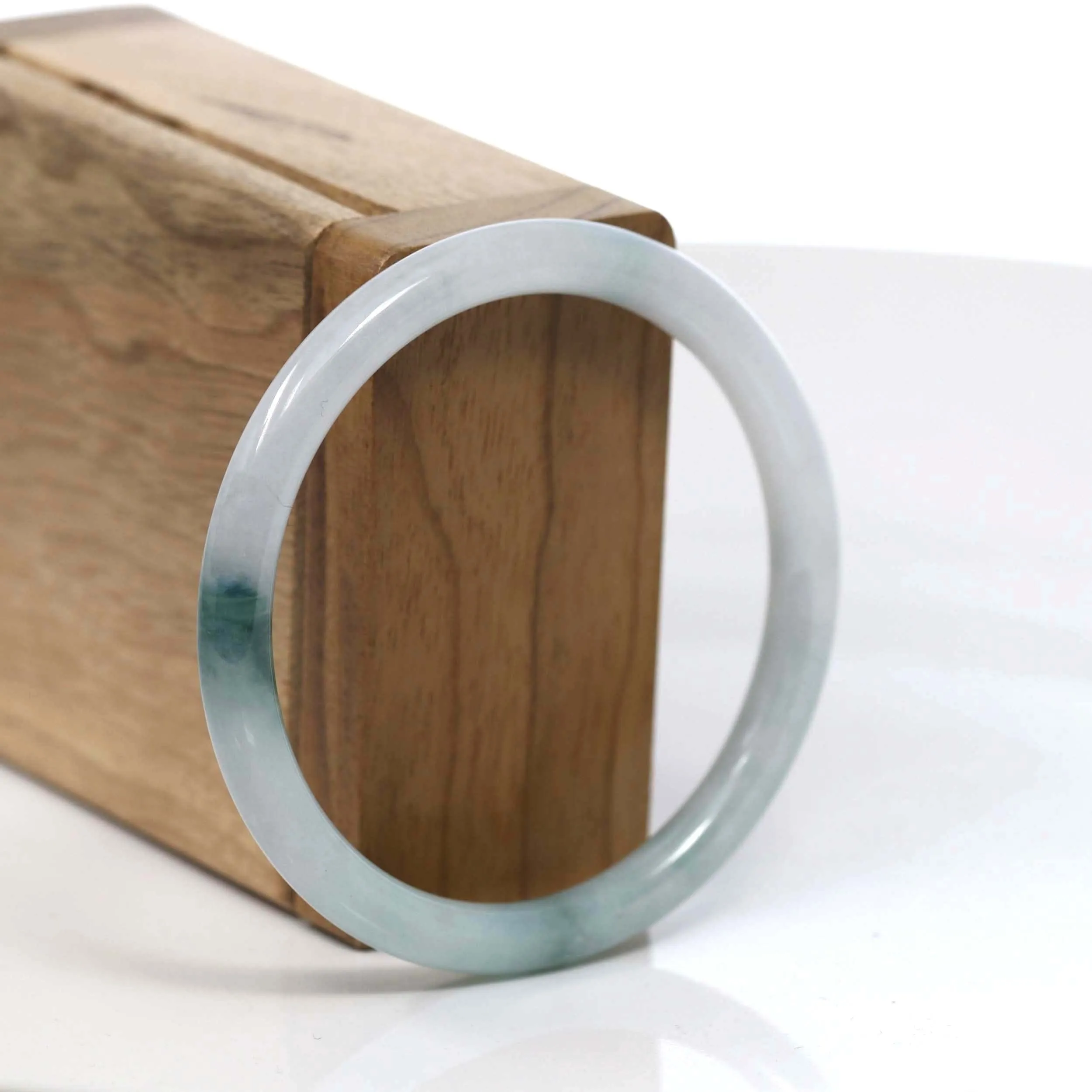 Baikalla "Petite" Natural Burmese Blue-green Jadeite Jade Bangle Bracelet (56.19 mm) #T114