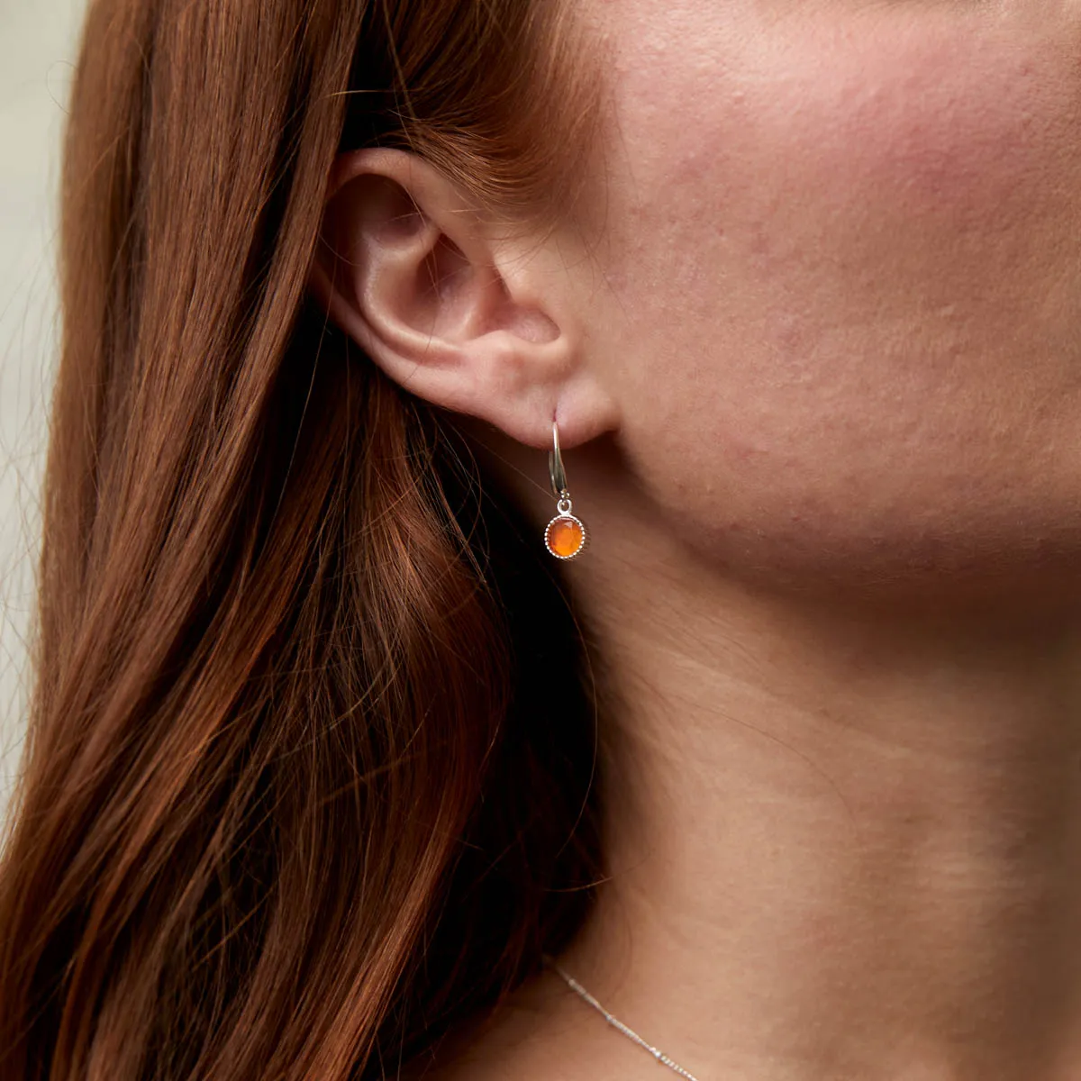 Barcelona Silver July Carnelian Birthstone Hook Earrings