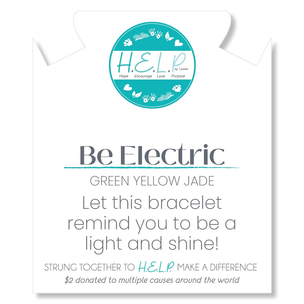 Be Electric Stacker Bracelet with Green Yellow Jade Beads