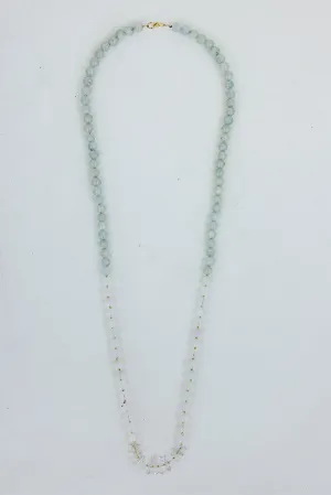 Beaded Aquamarine and Herkimer Necklace