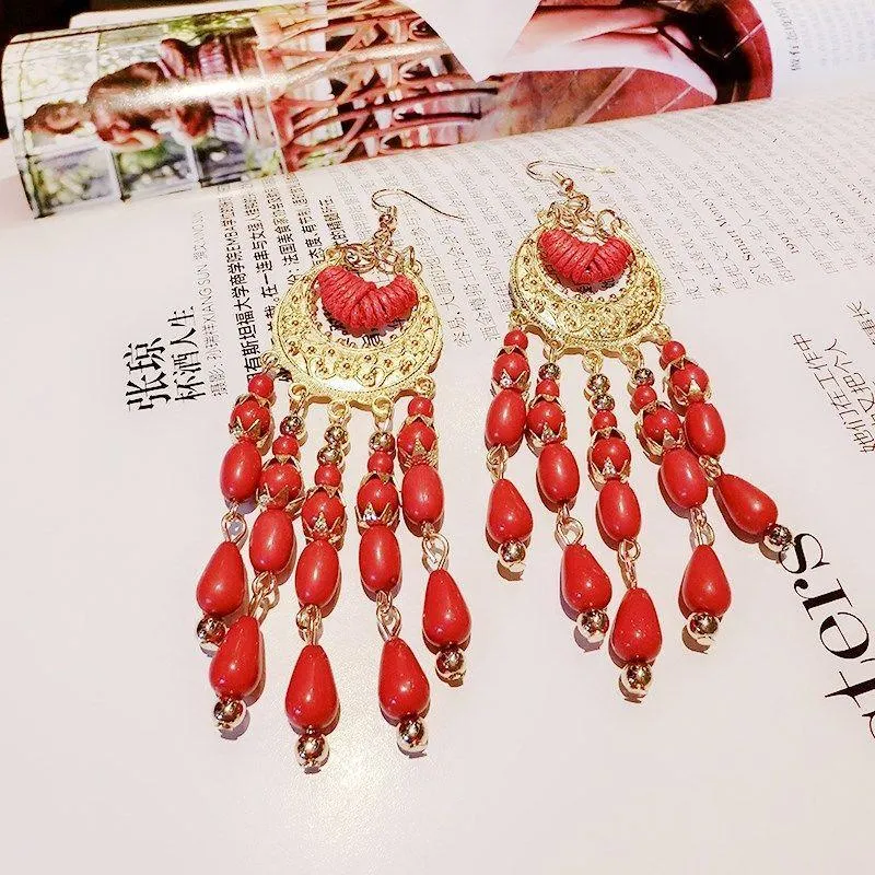 Black & Gold Chandelier Earrings