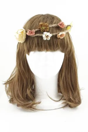 Blush Peach Mocha Flower Crown Double Hemp Rope Braids Yellow And White Flowers Too Be Sure To Wear Hippy Flowers In Your Hair!