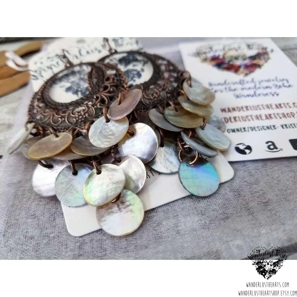 Boho goddess shell earrings