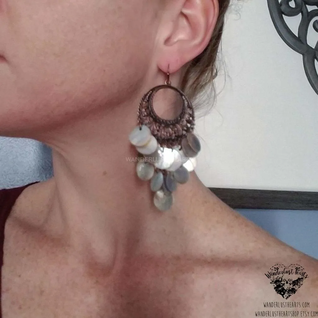 Boho goddess shell earrings