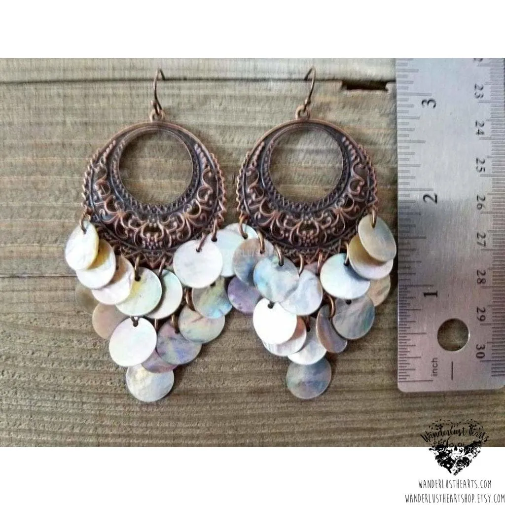 Boho goddess shell earrings
