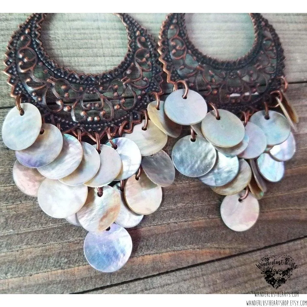 Boho goddess shell earrings