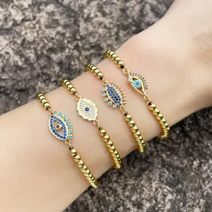 Braided Gold Bronze Bead Adjustable Pull Bracelet