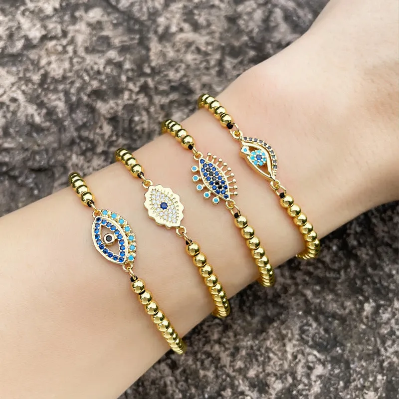 Braided Gold Bronze Bead Adjustable Pull Bracelet