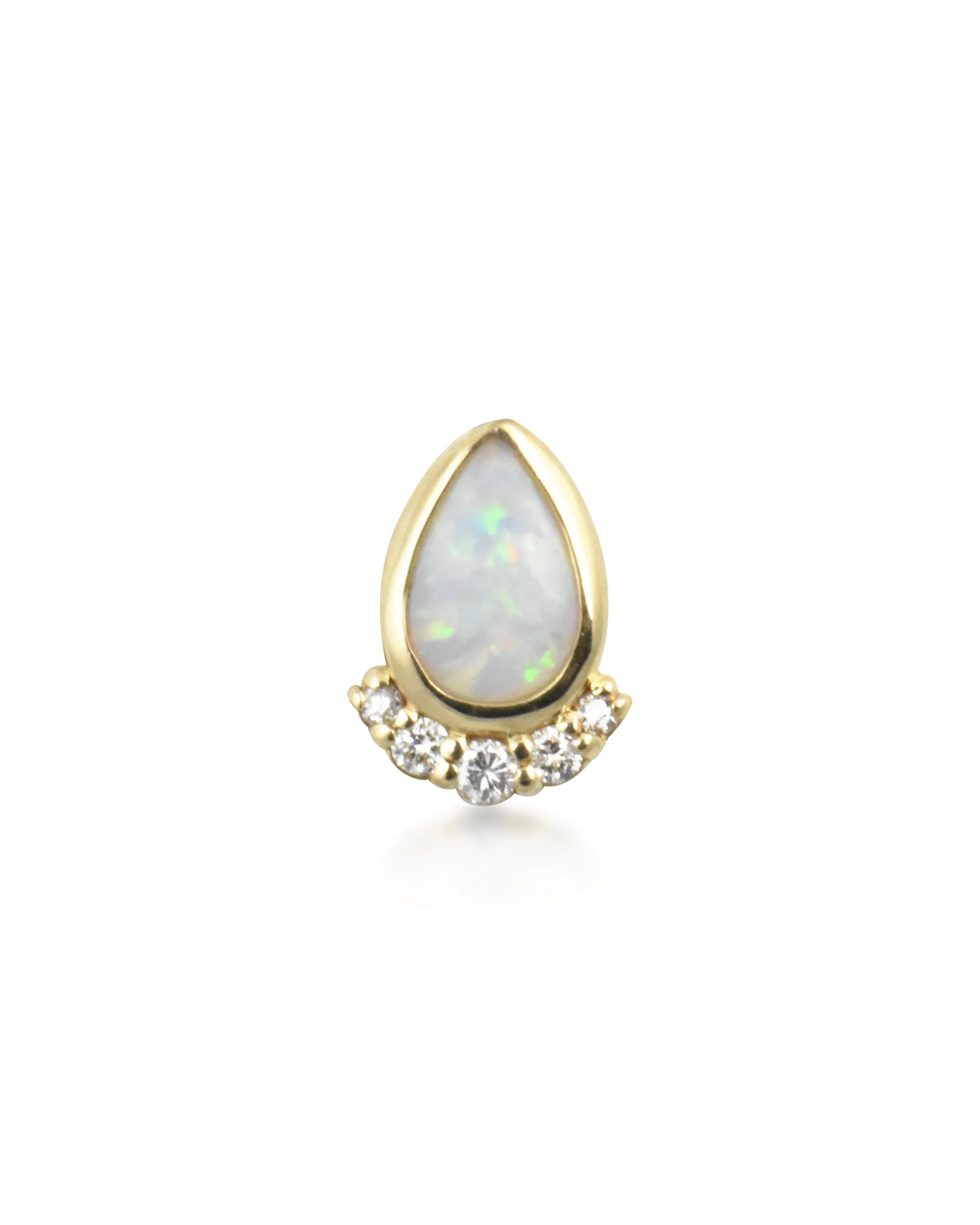 Cabochon Gemstone 14K Teardrop Stud