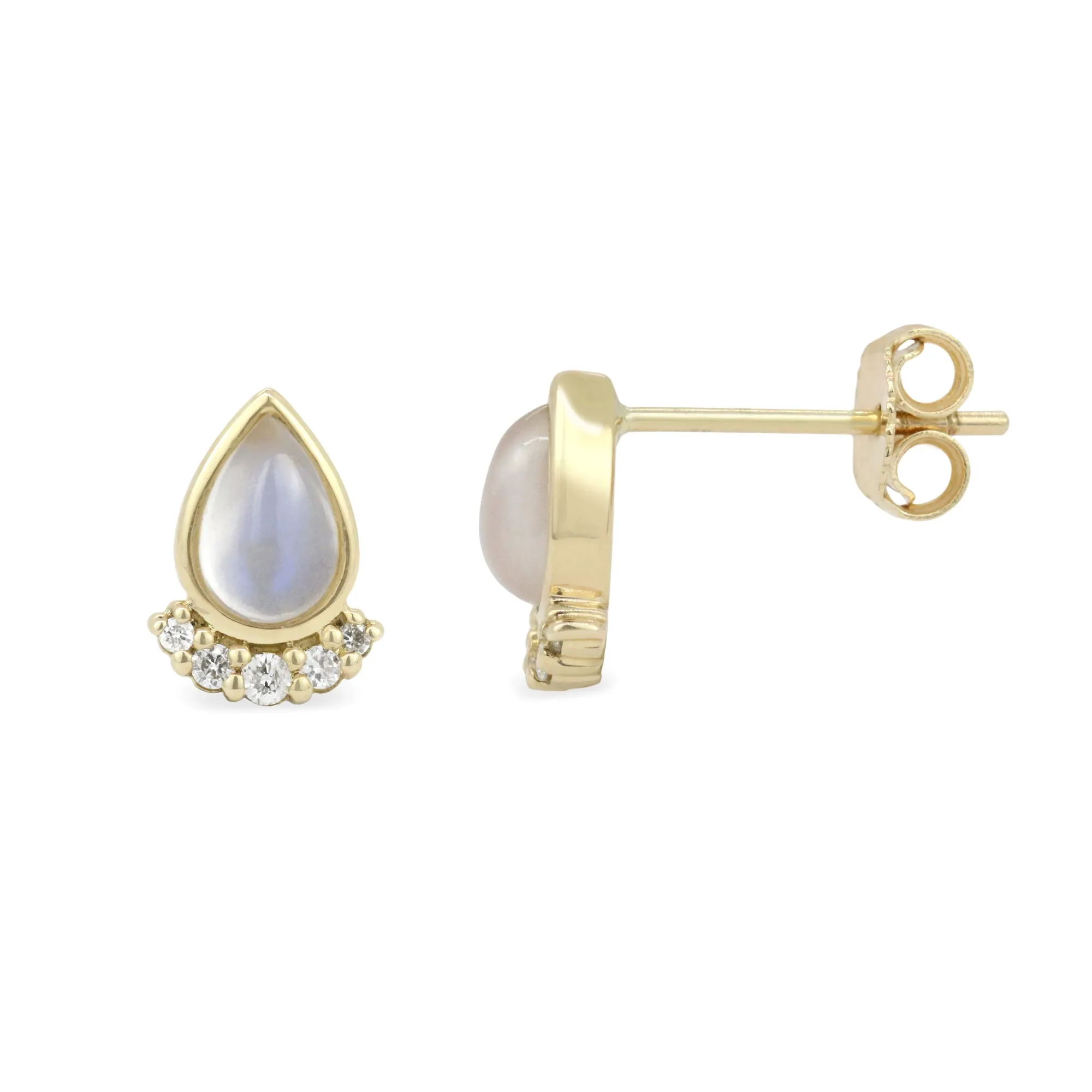 Cabochon Gemstone 14K Teardrop Stud
