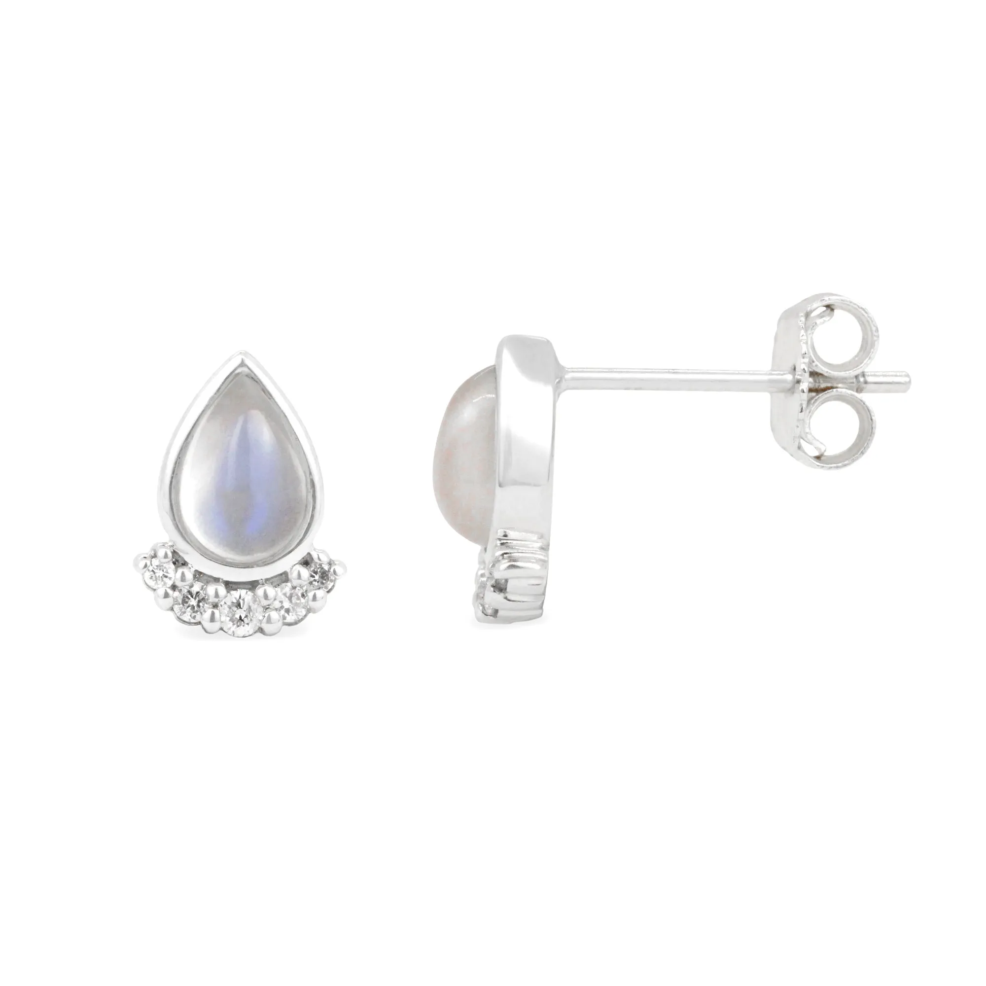 Cabochon Gemstone 14K Teardrop Stud