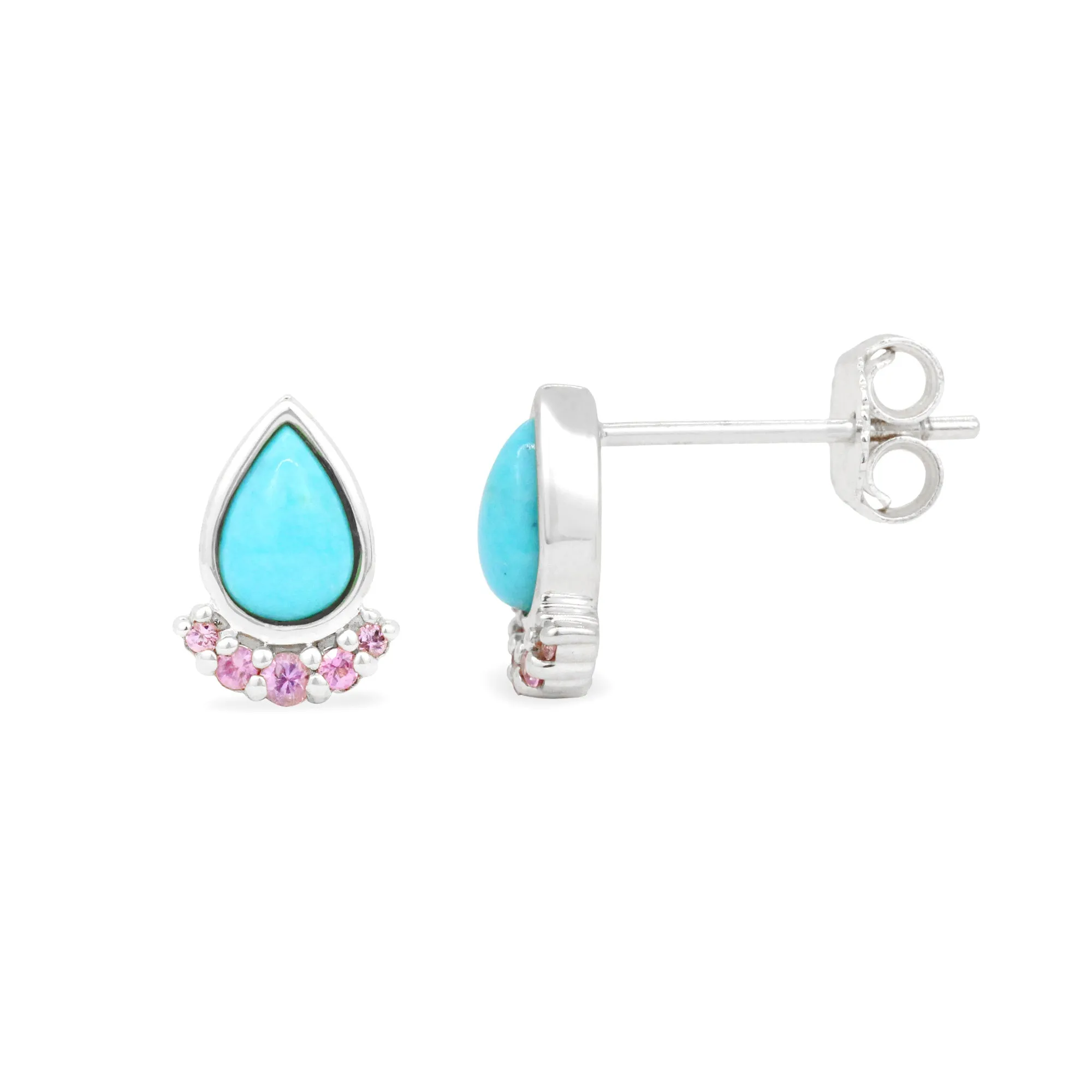 Cabochon Gemstone 14K Teardrop Stud