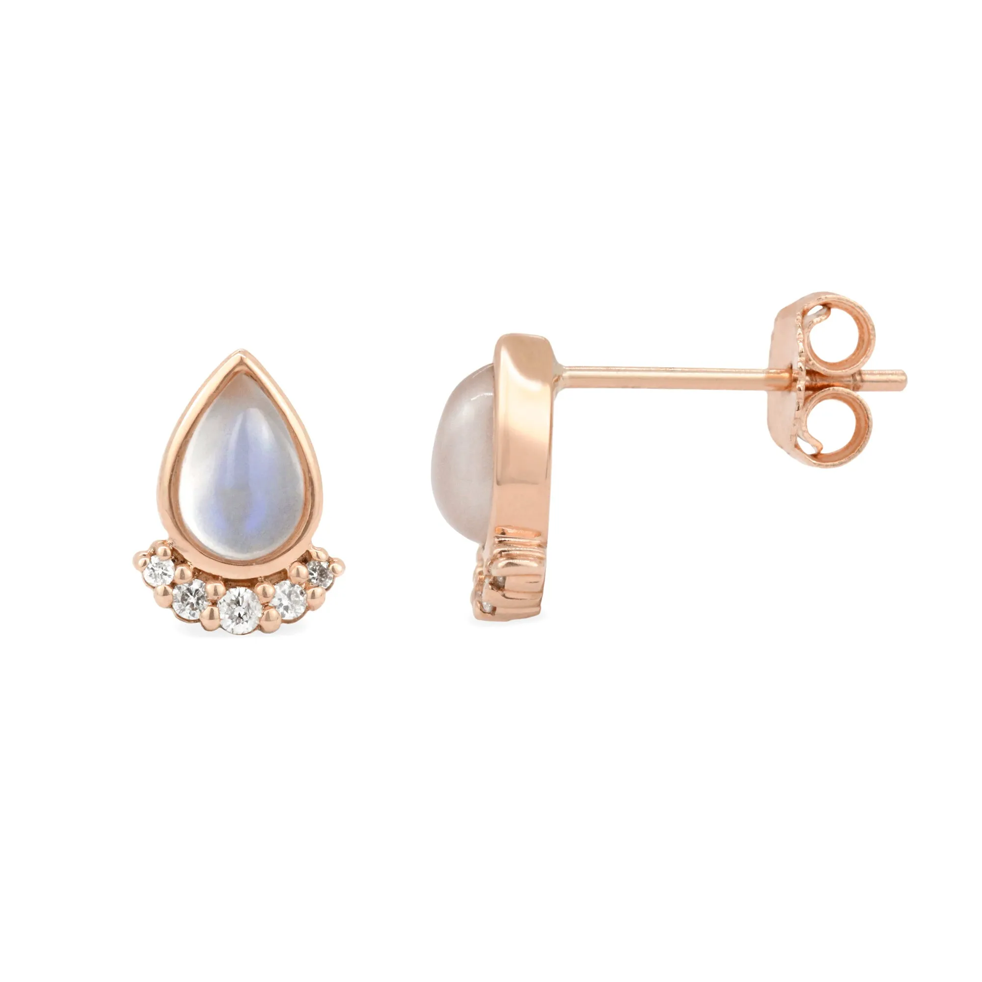 Cabochon Gemstone 14K Teardrop Stud