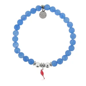 Cardinal Enamel Charm with Azure Blue Jade Charity Bracelet