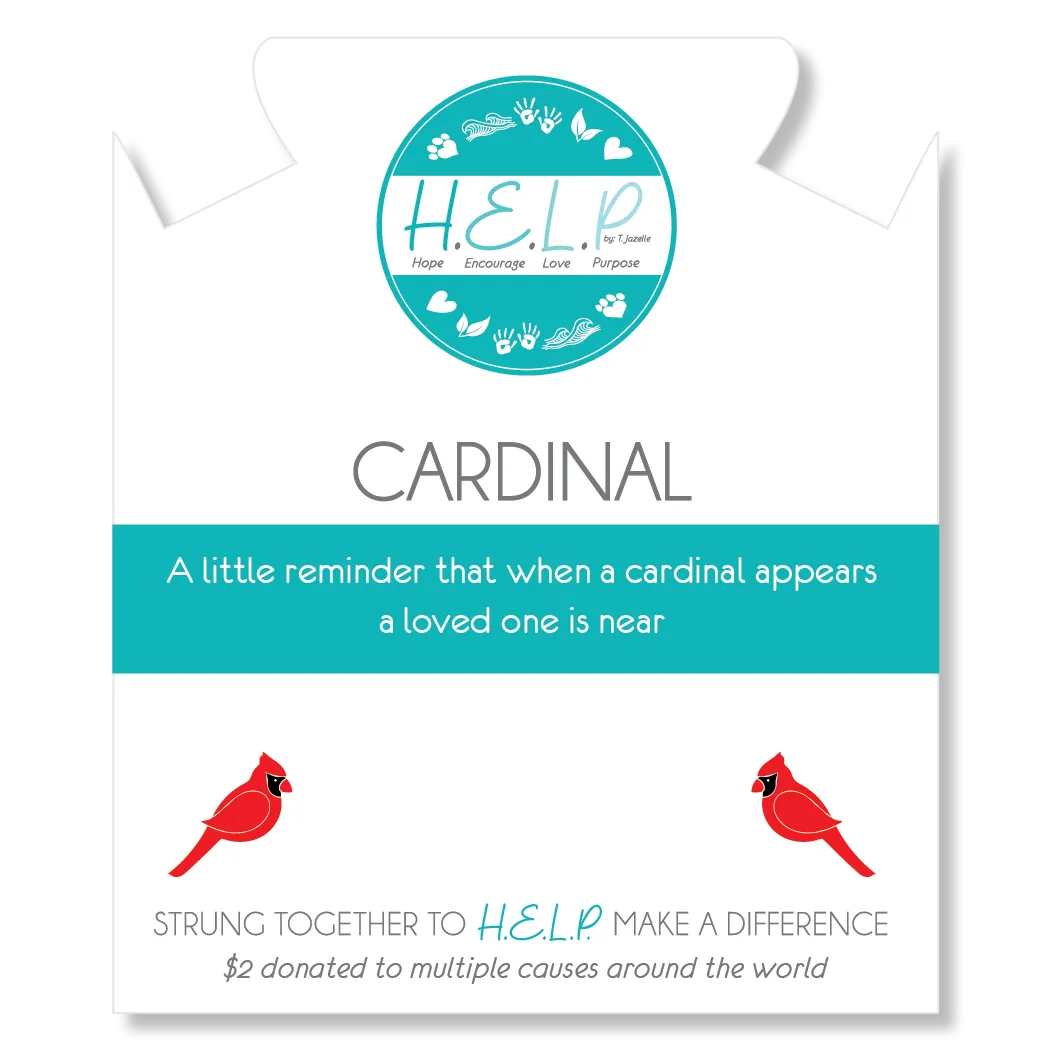 Cardinal Enamel Charm with Azure Blue Jade Charity Bracelet