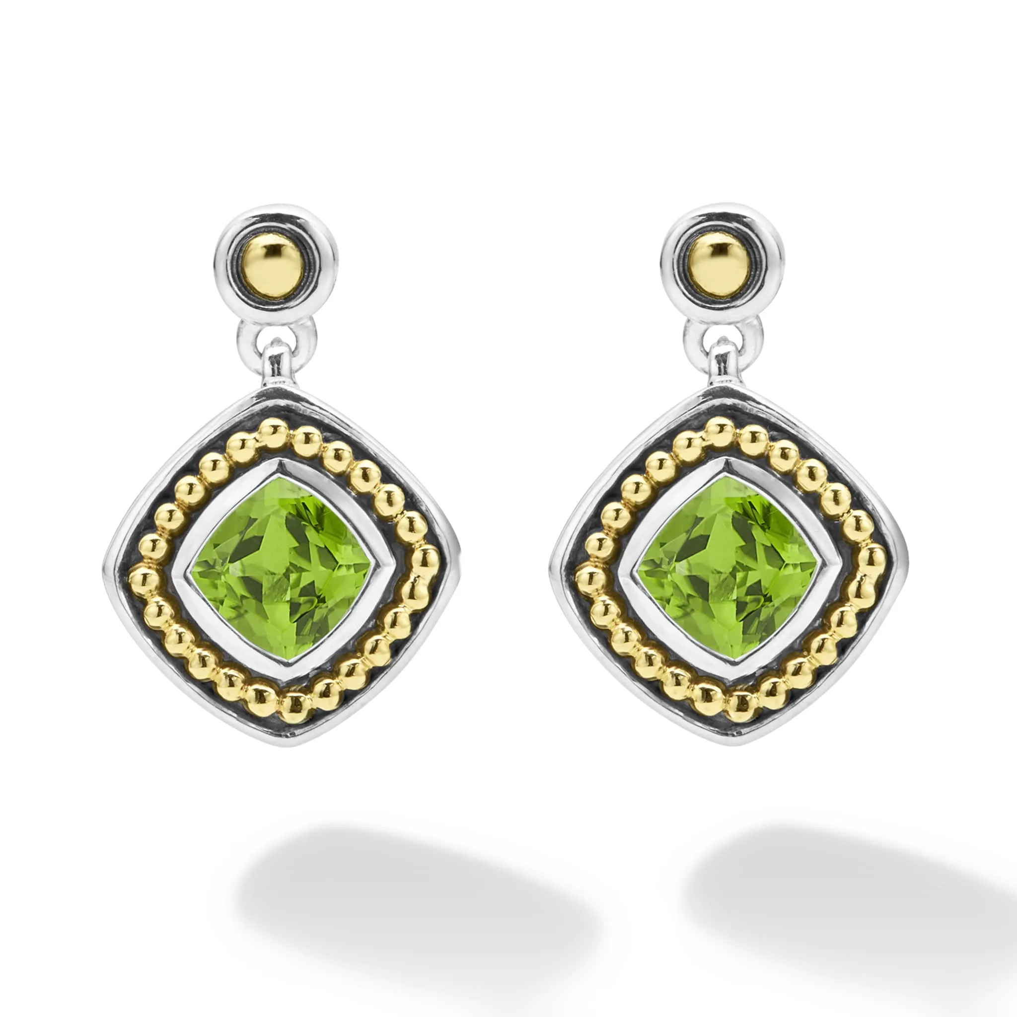 Caviar Color Peridot Drop Earrings