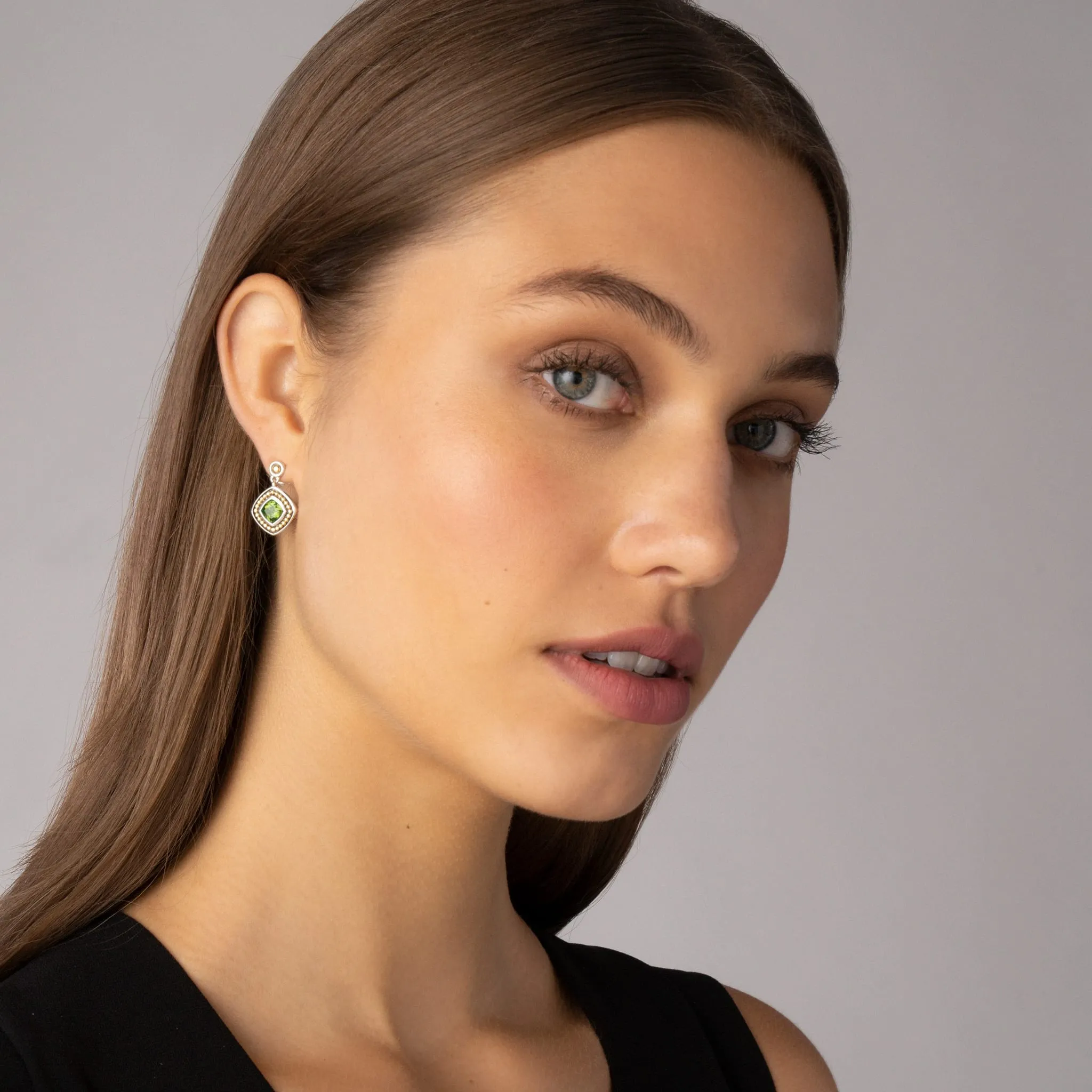 Caviar Color Peridot Drop Earrings