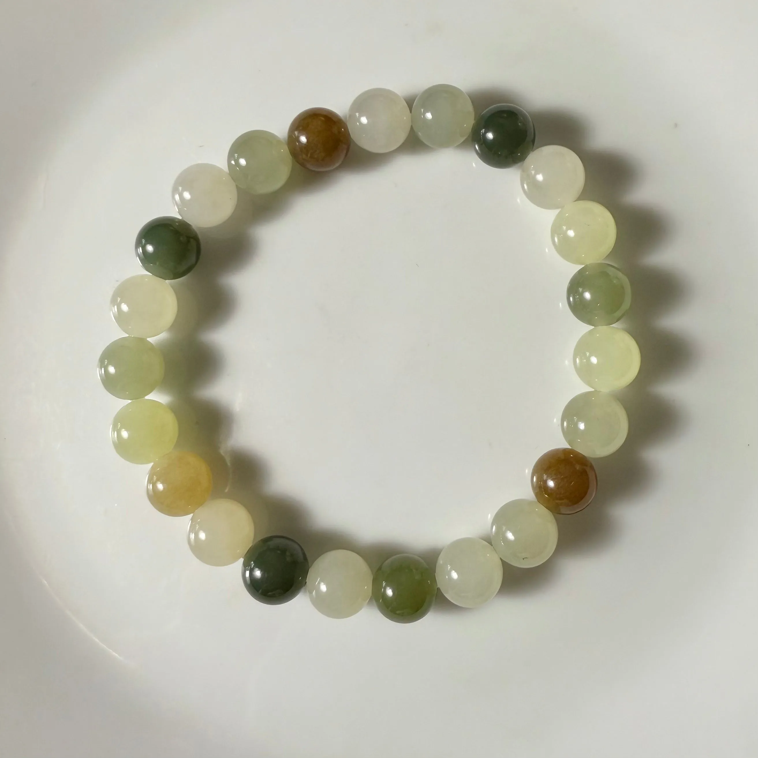 Certified genuine multiple color Hetian jade nephrite jade Bracelet - 8mm beads 6 inch length