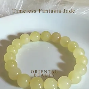 Certified genuine Premium cream yellow nephrite / Hetian Jade Bracelet With 10mm beads 6.5 inches