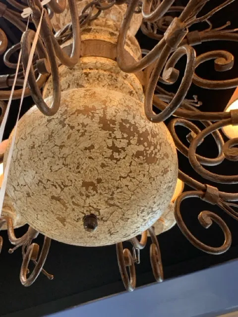 CHANDELIER 8 LIGHTS CRACKLE FINISH WITH SHADES