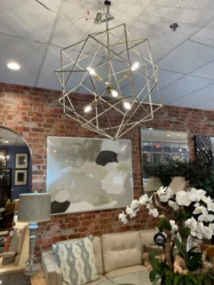 CHANDELIER ABSTRACT SILVER METAL