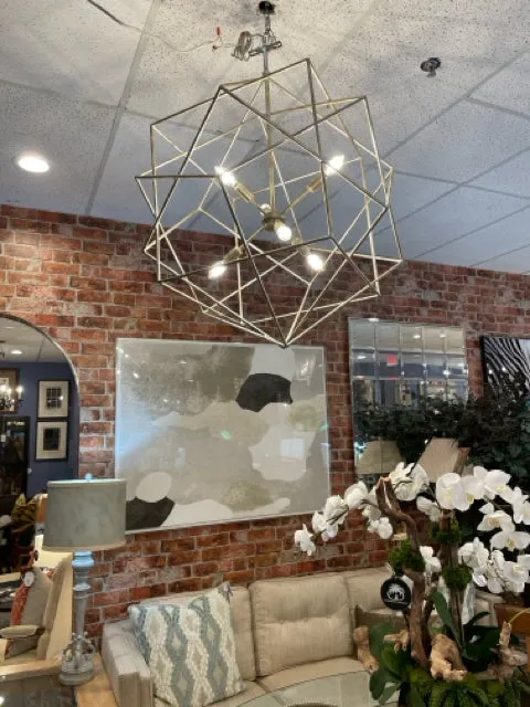 CHANDELIER ABSTRACT SILVER METAL