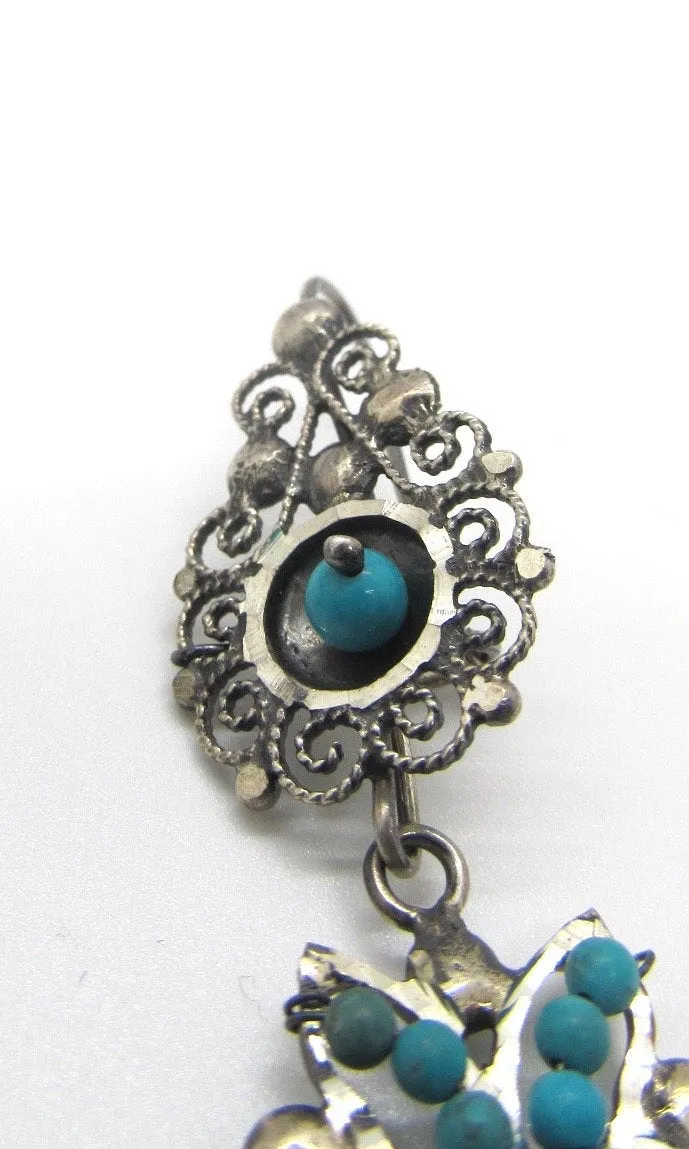 CHANEL YOUR INNER FRIDA Silver & Seed Bead Turquoise Mexican Earrings