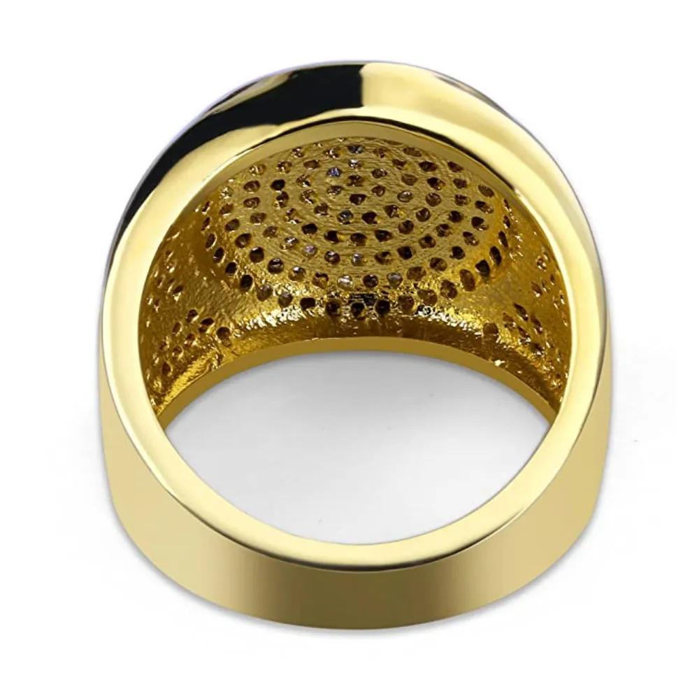 Circle Simulated Diamond Ring Round Gold Silver Tone Ring Hip Hop Jewelry Iced Out Ring