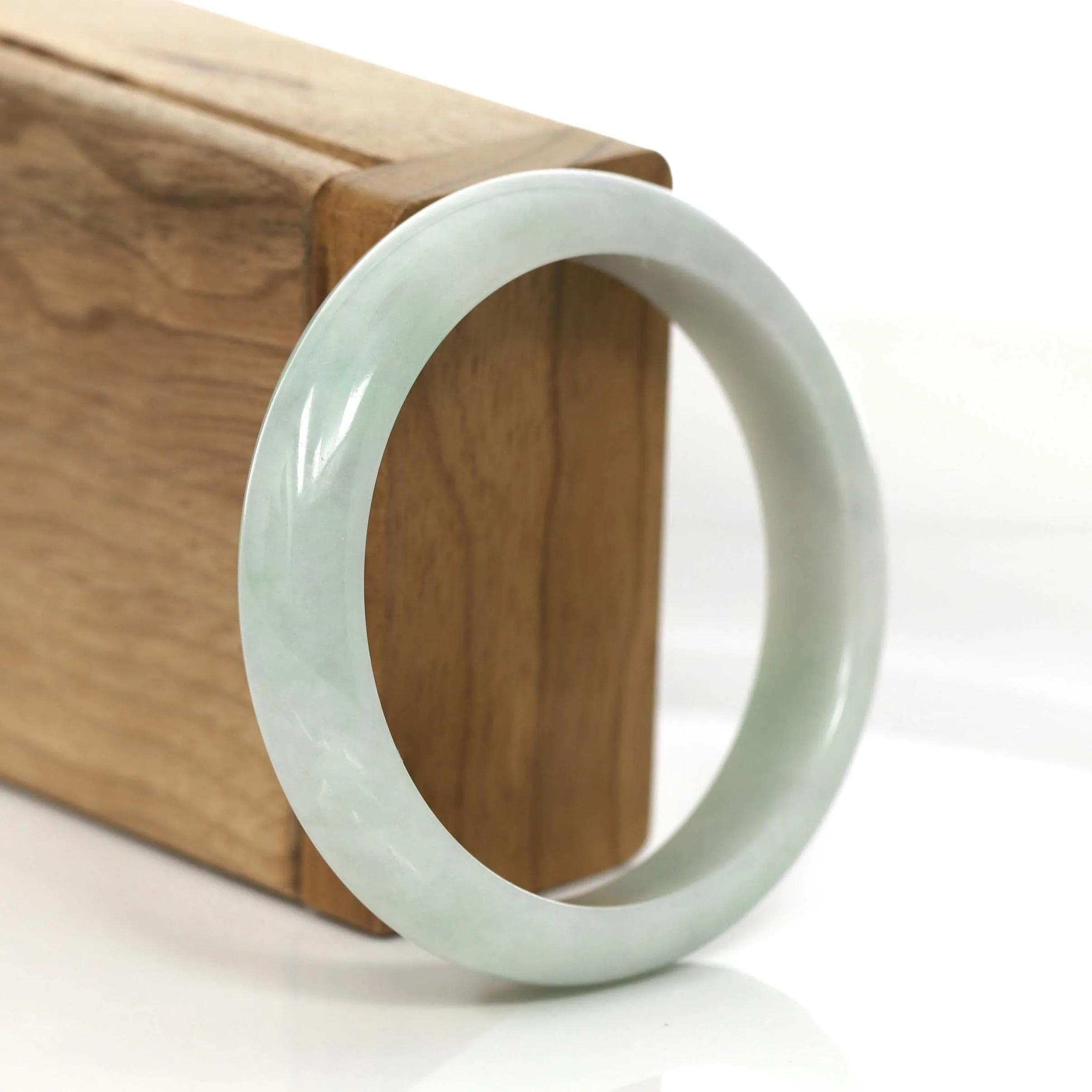 Classic Natural Lavender- Green Jadeite Jade Bangle Bracelet (55.96 mm) #740