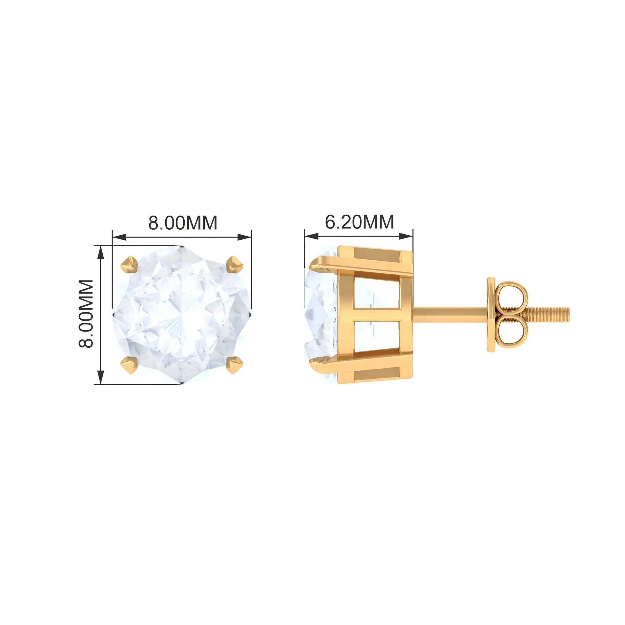 Claw Set Solitaire Moonstone Stud Earrings