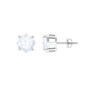 Claw Set Solitaire Moonstone Stud Earrings