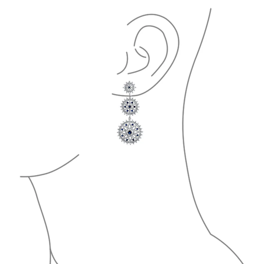 Cocktail Statement CZ Dangling Starburst Sunburst Teardrop Chandelier Earrings