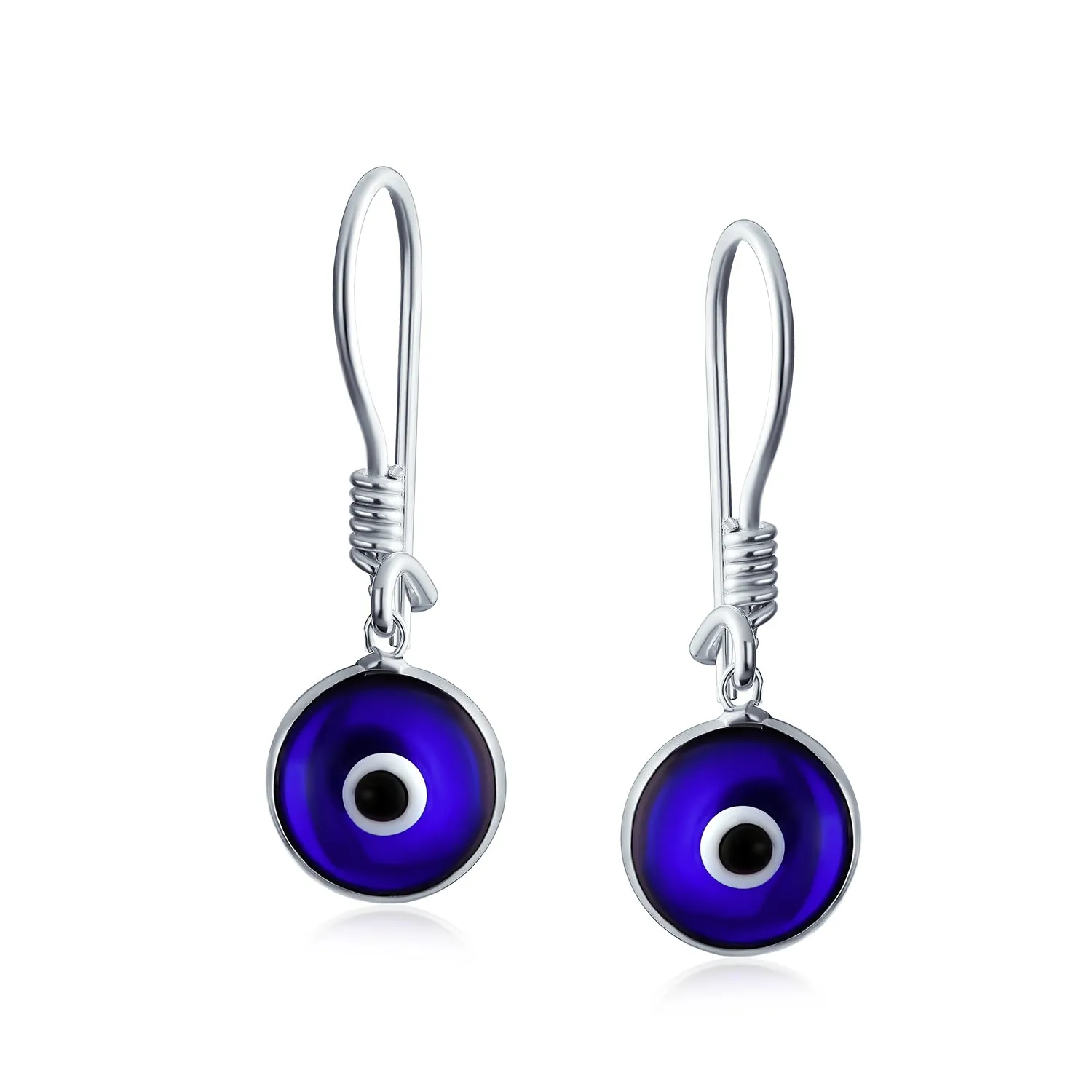 Colorful Turkish Evil Eye Dangling Earrings 14K Gold Plated .925 Sterling Silver
