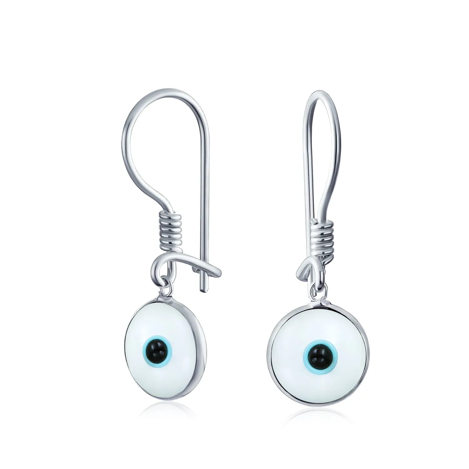 Colorful Turkish Evil Eye Dangling Earrings 14K Gold Plated .925 Sterling Silver