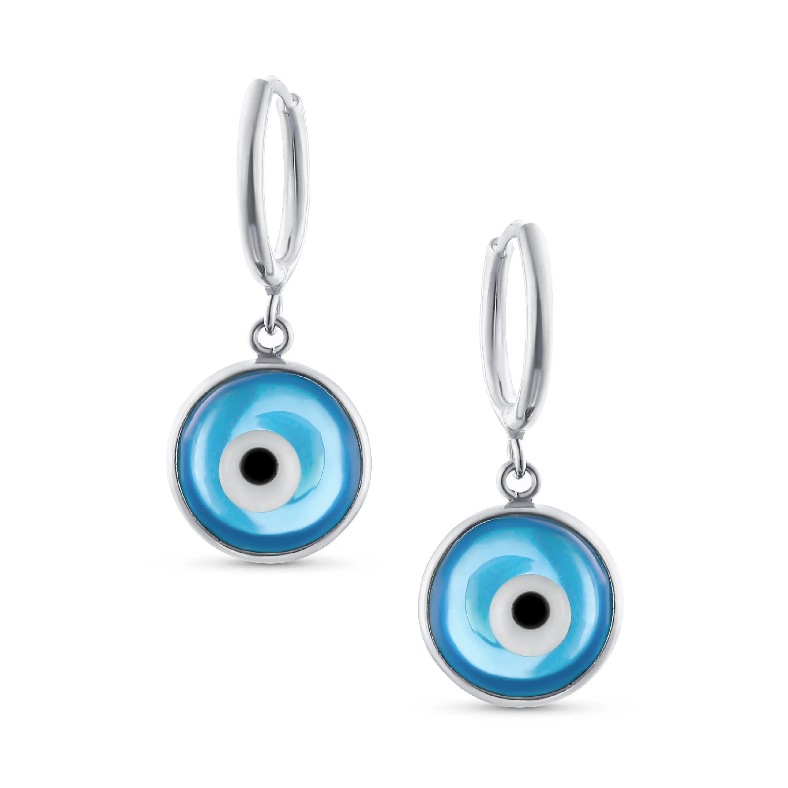 Colorful Turkish Evil Eye Dangling Earrings 14K Gold Plated .925 Sterling Silver